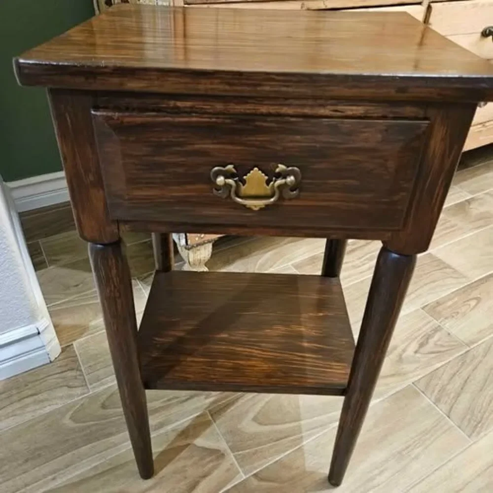 Vintage Wood Side Table with Drawer